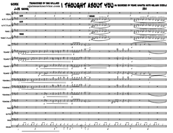 “I Thought About You” as recorded by Frank Sinatra and Nelson Riddle in 1954. transcription