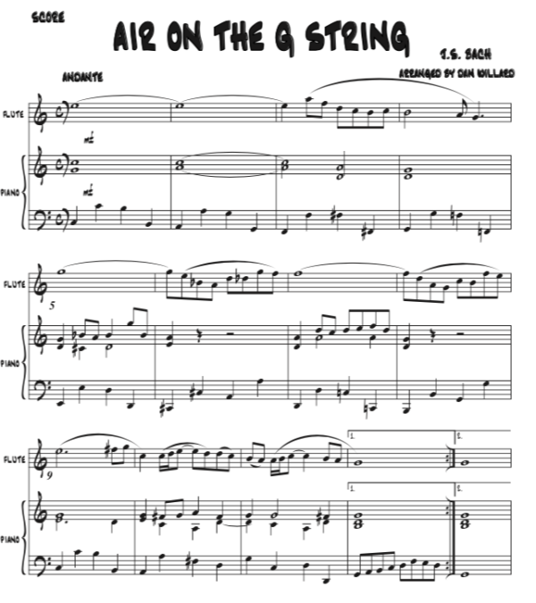 Air On The G String (from Orchestral Suite No. 3) for Flute and Piano